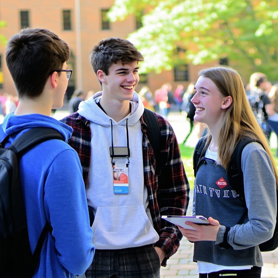 students talking to university representative-1